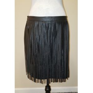 H&M Faux Leather Skirt with Leather Fringe